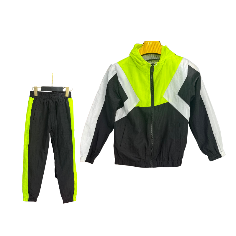 Jogging garçon coupe-vent – Noir / Jaune fluo