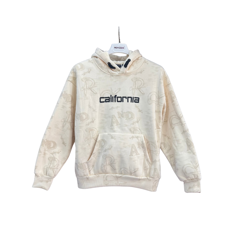 Sweat à capuche garçon California – Écru