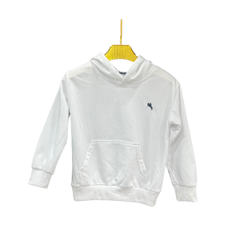 Sweat à capuche garçon uni – Blanc