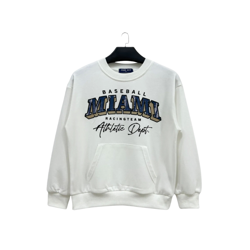 Sweat garçon Miami Baseball – Blanc