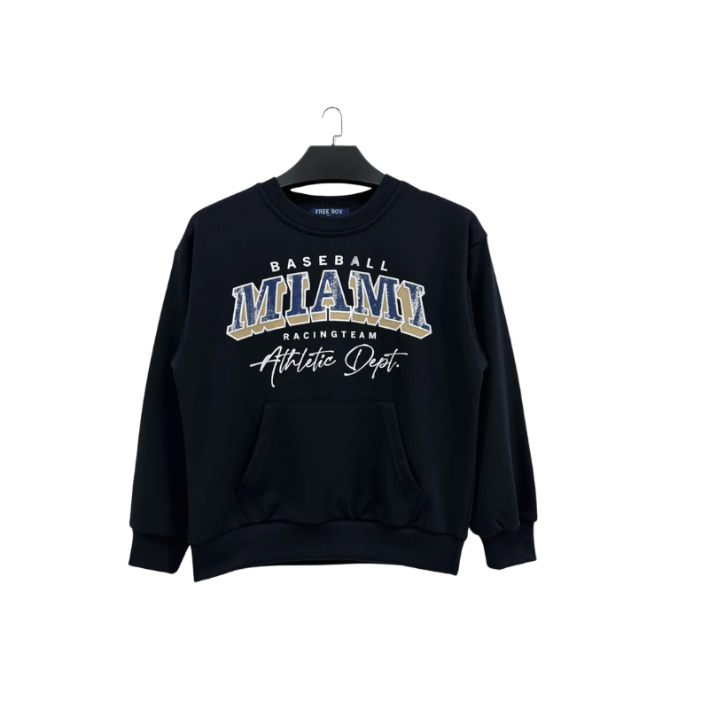 Sweat garçon Miami Baseball – Bleu marine