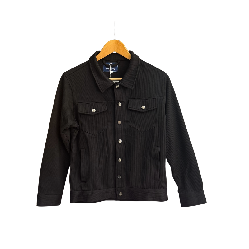 Veste garçon côtelée – Noir