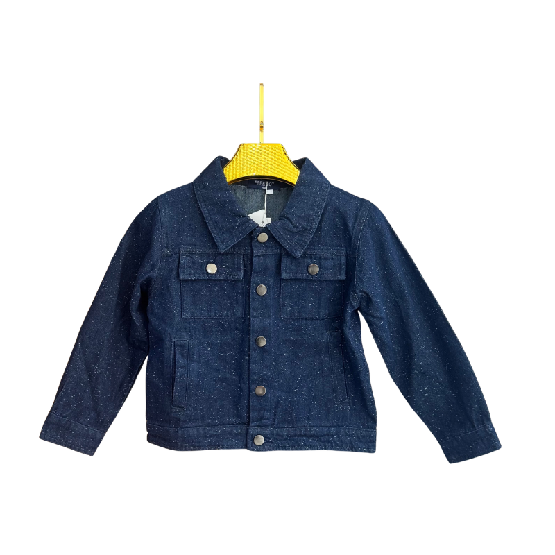 Veste en jean garçon – Bleu brut moucheté